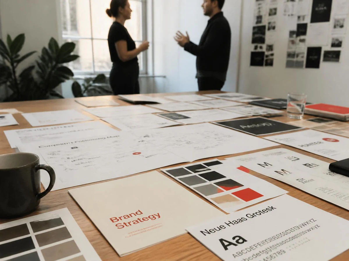 Brand positioning workshop in Melbourne — competitor map, messaging framework and identity swatches